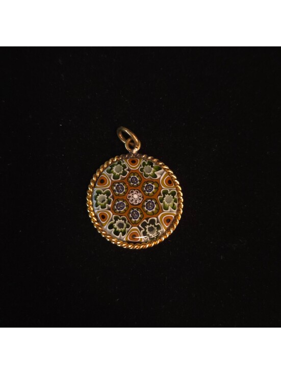 Jewelry - Vintage Gold-plated Italian Millefiori Art Glass Pendant